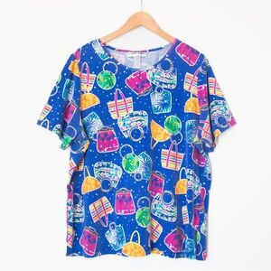Cathy Daniels | Vintage 90’'s Multi-color Purse Print Sequin T-Shirt | Size 1X